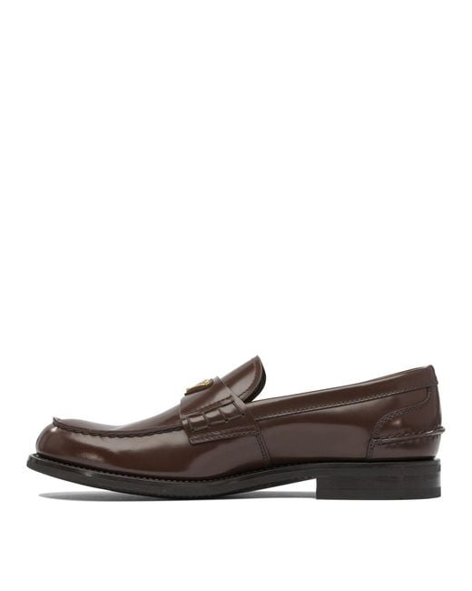 Prada Brown Shiny Leather Loafers for men