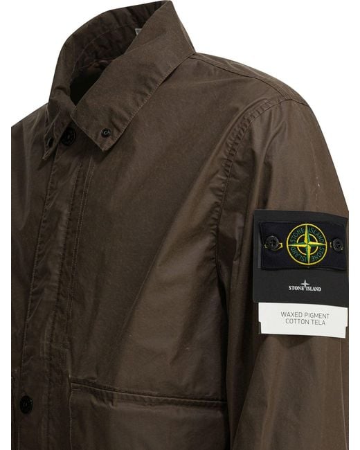 Stone Island Green Jacket With Pockets for men