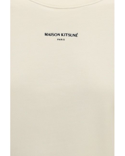 Maison Kitsuné White Cropped Sweatshirt Paris