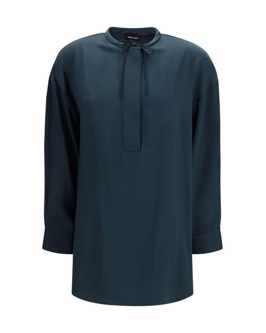 Giorgio Armani Blue Lavallière Blouse