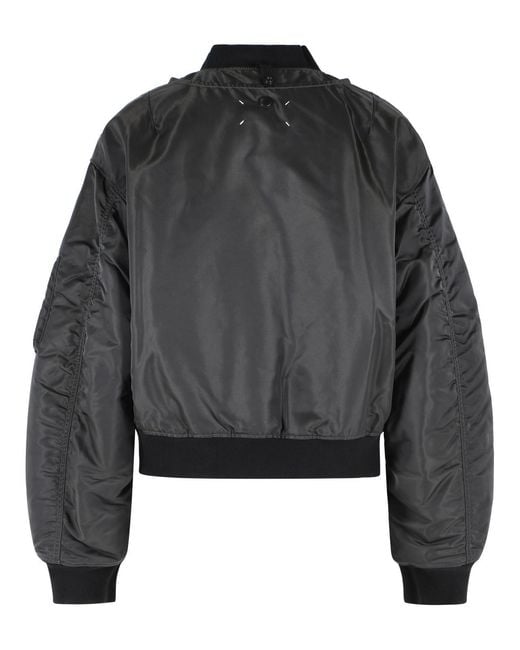 Maison Margiela Black Dark Reversible Ribbed Polyamide Bomber Jacket