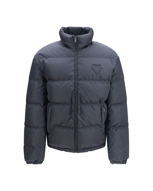 Prada Blue High-Neck Padded Jacket for men