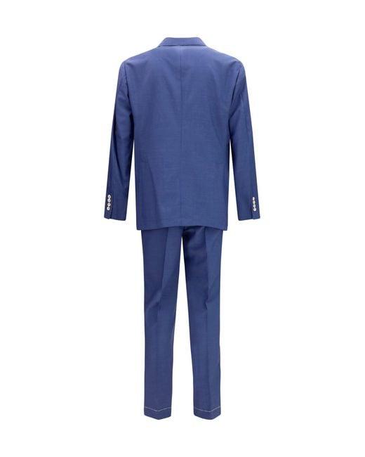 Brunello Cucinelli Blue Suit Single-Breasted Peak Lapels for men