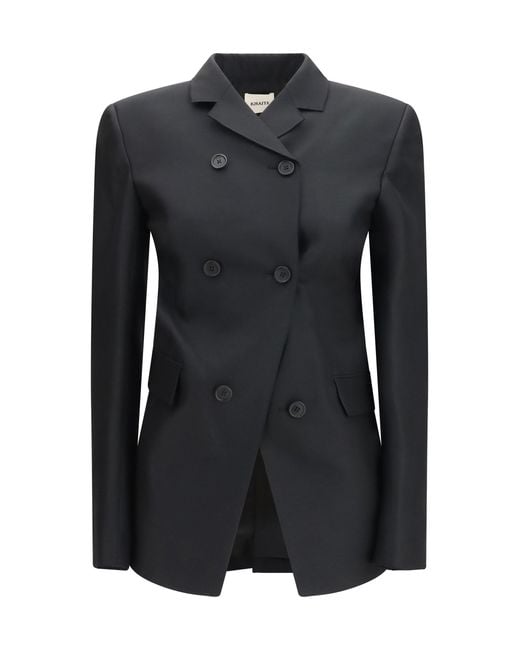 Khaite Black Blazer Rolo Silk-Wool