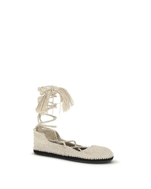 Alanui White Lace-Up Ballerinas