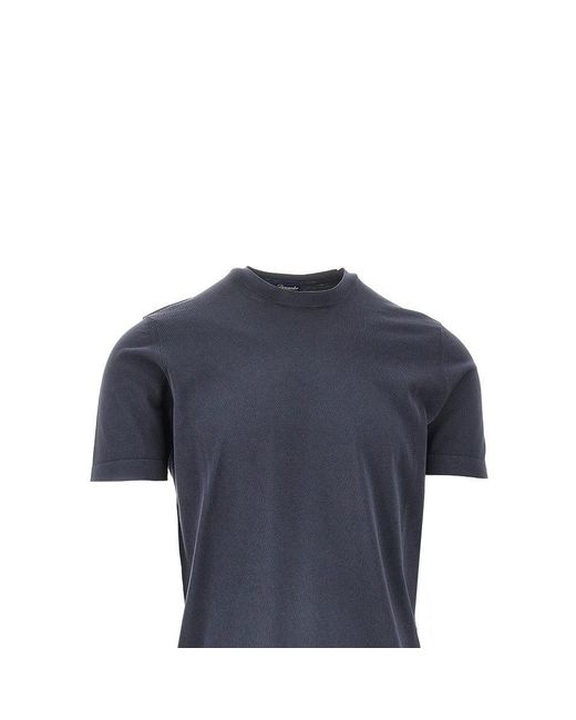 Drumohr Blue Cotton Knit T-Shirt for men