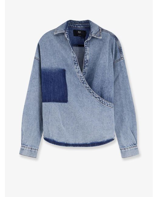 3x1 Blue Shirt Washed Cotton