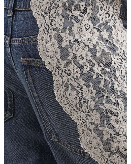 Dolce & Gabbana Blue Denim Jeans With Lace Profiles