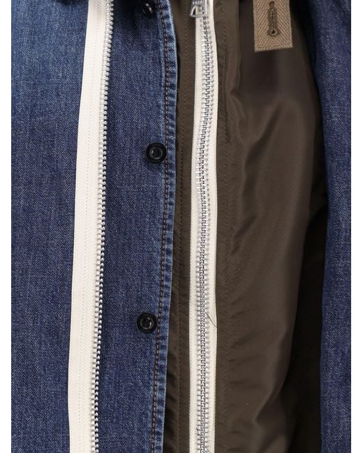 Sacai Blue Denim Jacket With Nylon Inserts for men