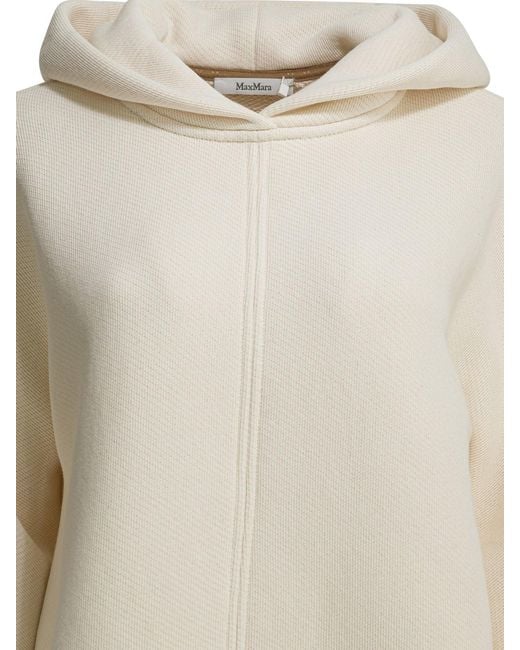 Max Mara Pure Natural Hooded Sweatshirt With Tone-on-tone Logo Sweatshirts White