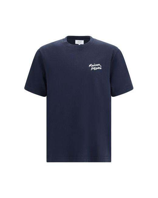 Maison Kitsuné Blue Handwriting Comfort T-Shirt Classic for men