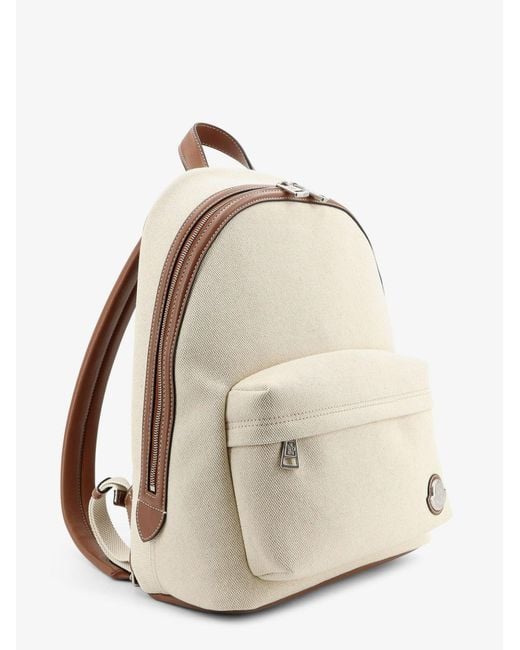 Moncler Natural Carlo Canvas Backpack With Embossed Logo for men