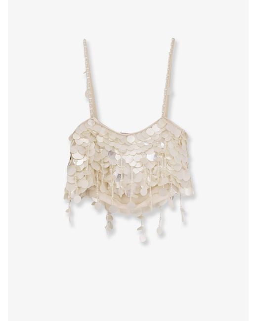 retroféte White Eudora Top With Macro-Sequins