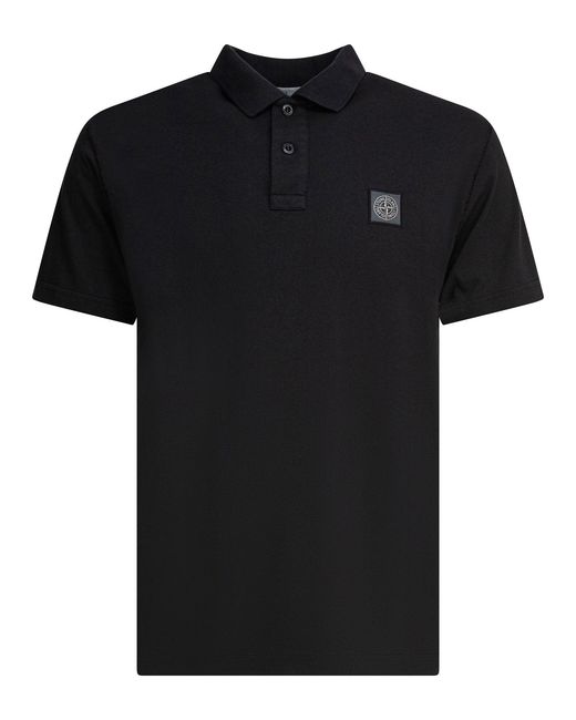Stone Island Black Cotton Jersey Polo Shirt for men