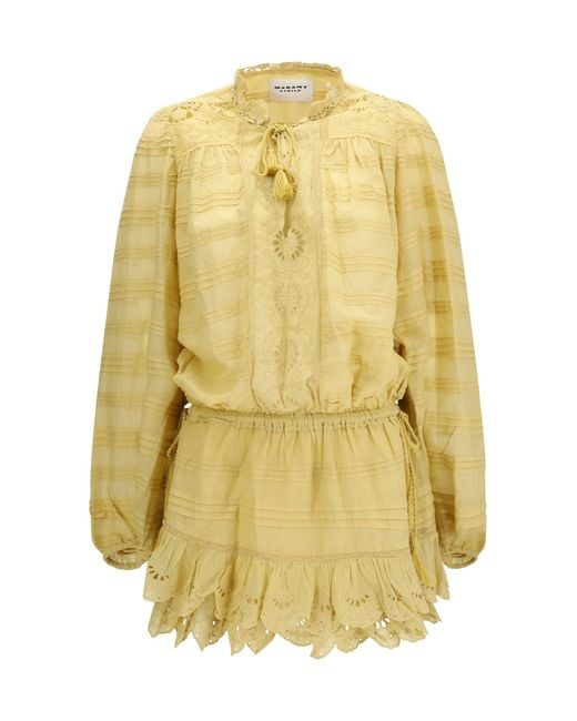 Women's Yellow Marant Etoile Preya Short Cotton Dress