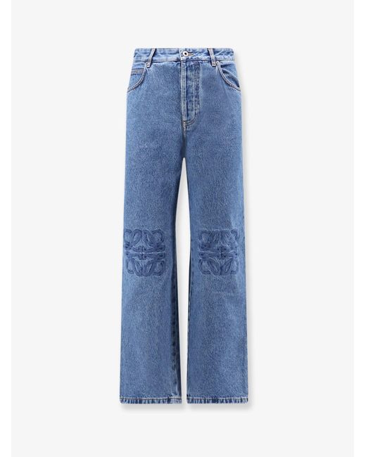 Loewe Blue Anagram Baggy Jeans With Embroidery On The Front for men