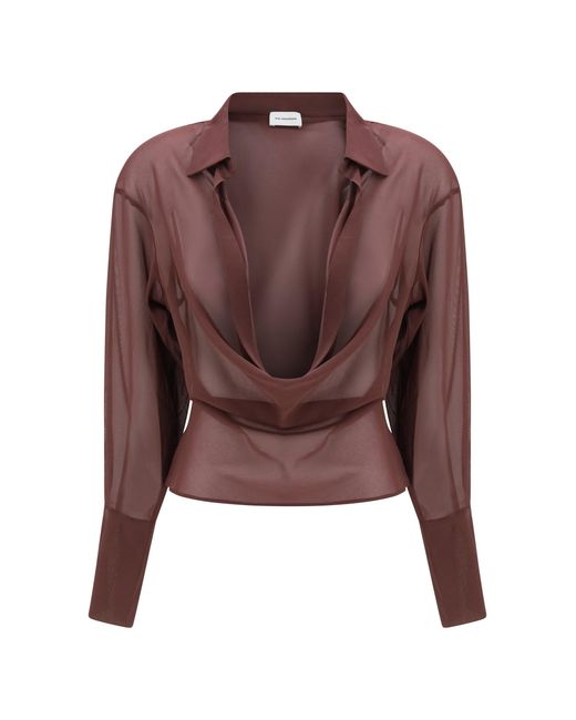 ANDAMANE Brown Draped Shirt