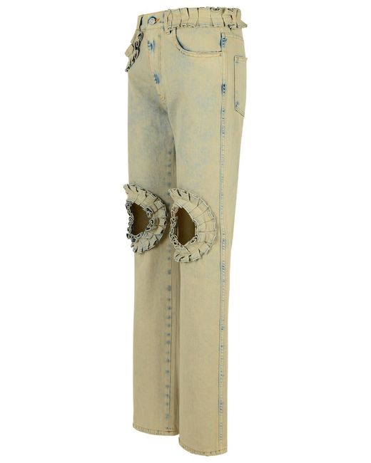 Coperni Natural 'Ruffled' Cotton Jeans