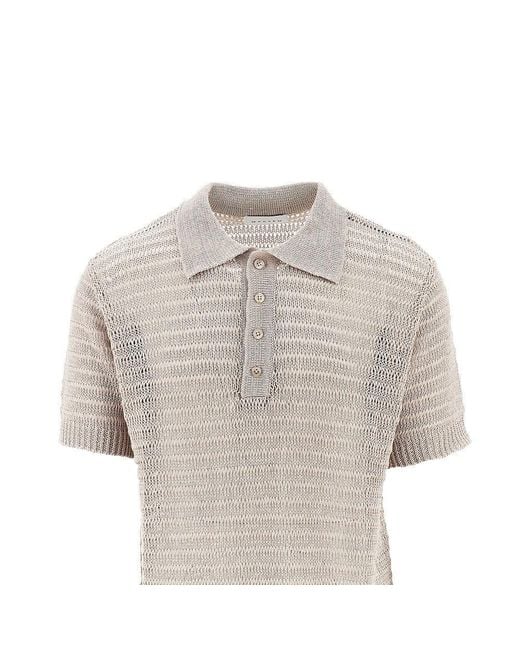 MARSĒM Natural Linen Knitted Polo Shirt for men