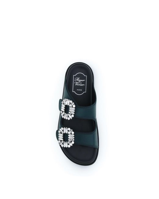 Roger Vivier White Slidy Viv Sandals With Strass