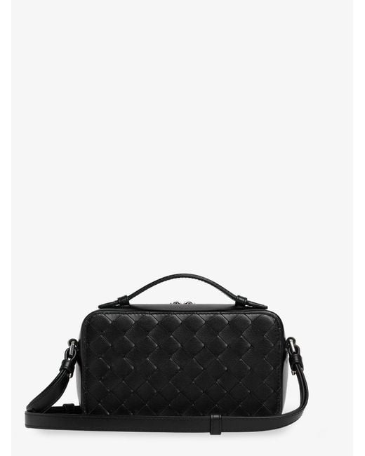Bottega Veneta Black Leather Clutch Bag With Intrecciato Motif for men