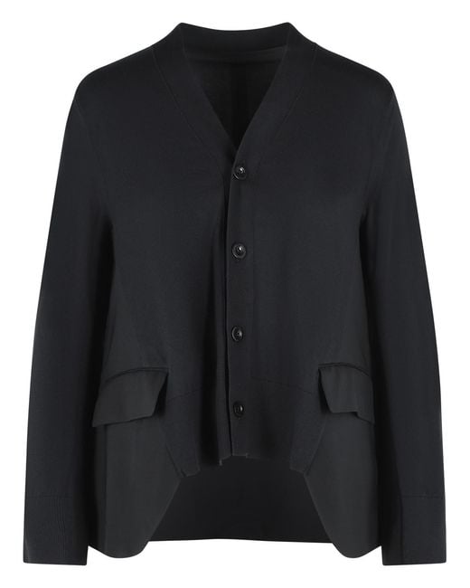 Sacai Black Cotton Blend Cardigan