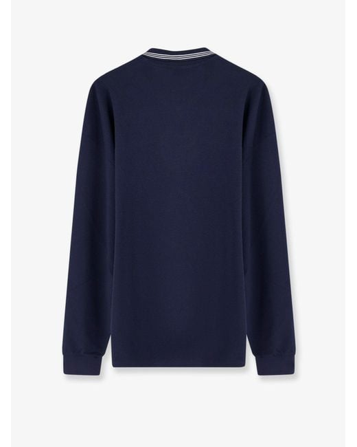 Miu Miu Blue Cotton Polo Shirt With Asymmetric Metal Zip Detail