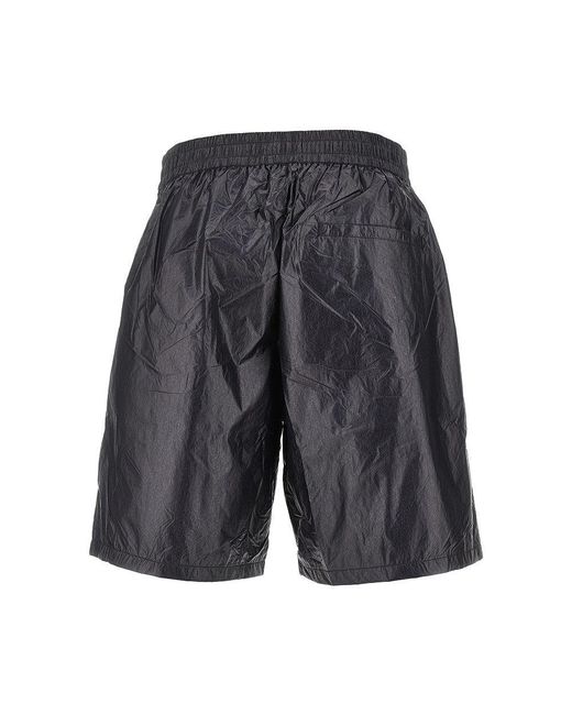 Arte' Gray Nylon Shorts With Logo Print for men