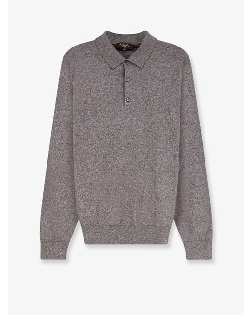 Loro Piana Gray Ice Wish Melange Cotton Polo Shirt for men