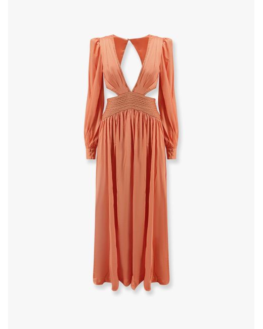 PATBO White Satin Sunset Long Dress With Cut-Out Details