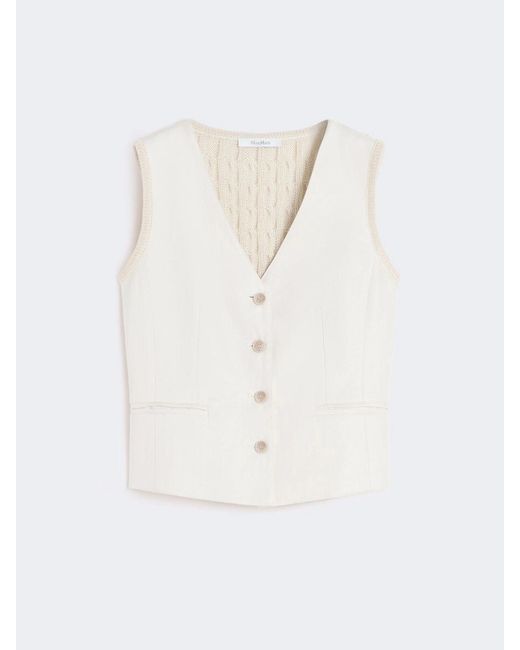 Max Mara White Linen Vest With Knitted Back