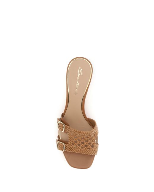 Santoni Natural Woven Leather Sandals
