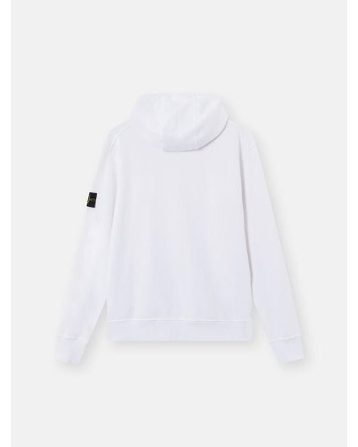 Stone Island White Hoodie With Logo Patch for men