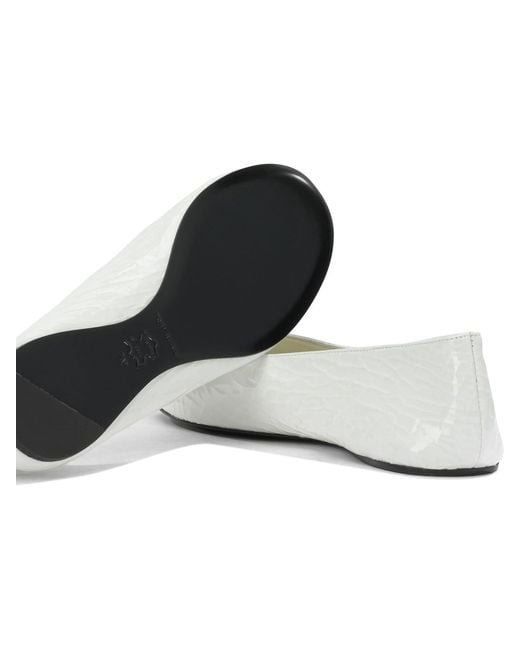 Tory Burch White Goat Bovine Leather Ballerinas
