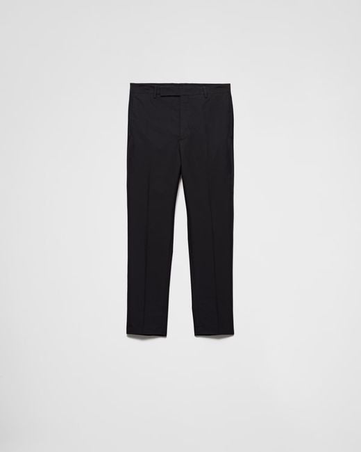 Prada Blue Technical Cotton Pants for men