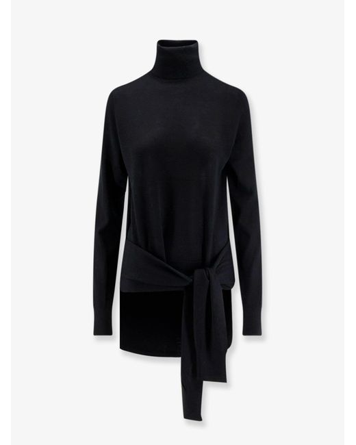 Totême Black Wool And Silk Turtleneck