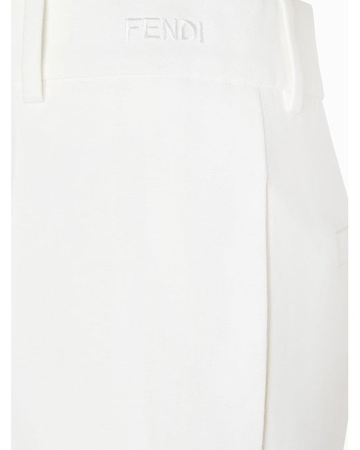 Fendi White Technical Canvas Trousers