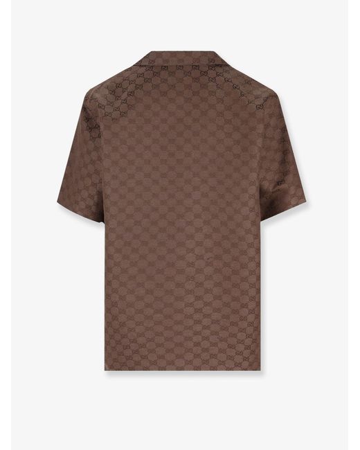 Gucci Brown Gg Linen Blend Shirt for men