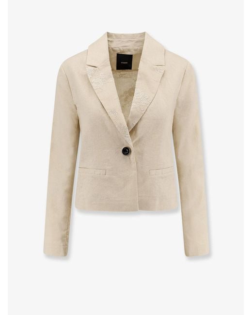 Pinko Natural Blazer Idony Embroidered Linen