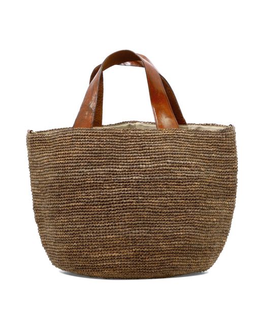 IBELIV Brown Mirozydark Tea Raffia Handbag