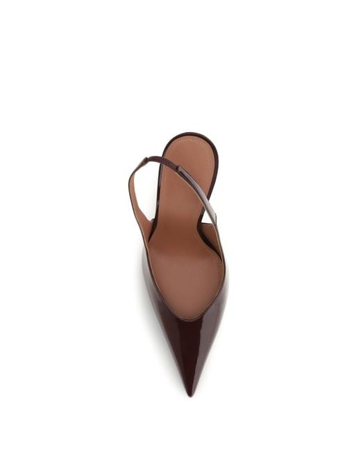 AMINA MUADDI Brown Anok Patent Leather Slingback Pumps Merlot