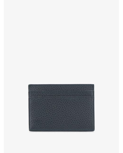 Saint Laurent Blue Tiny Cassandre Textured Leather Card Holder for men