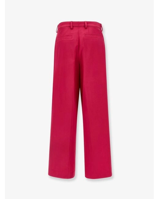 Dries Van Noten Red Penn Satin Trousers