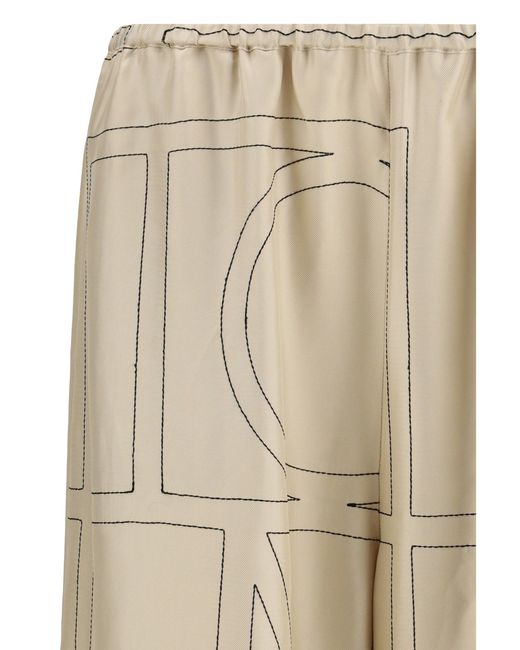 Totême Natural Monogram Silk Pants