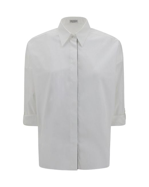 Brunello Cucinelli Gray Shiny Monili Shirt