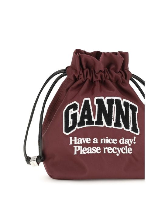 Ganni Red Nylon Pouch Windsor Wine
