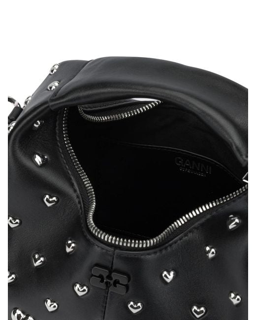 Ganni Black Mini Hobo Heart Small Handbag