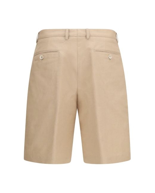 Brunello Cucinelli Natural Cotton And Linen Shorts for men