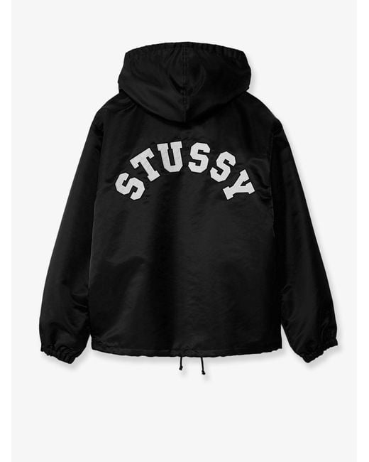Stussy Black Nylon Jacket With Back Lettering for men
