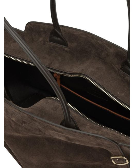 Santoni Brown Double Buckle Medium Shoulder Bag for men